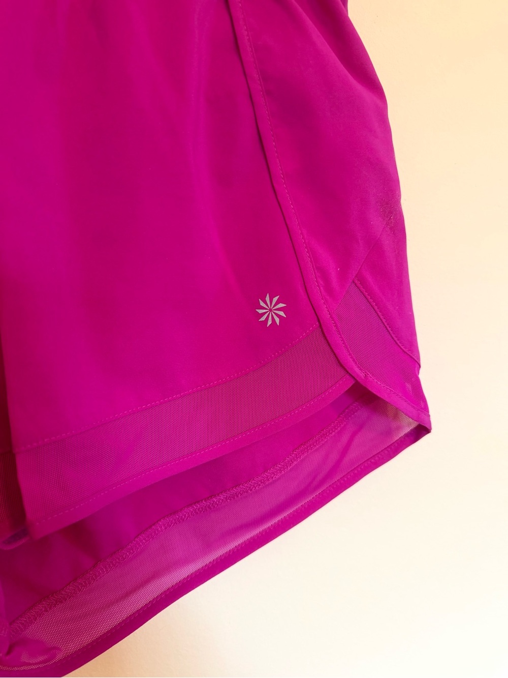 Athleta Mesh Racer Run Mid Rise Short in Magenta - Picture 6 of 10
